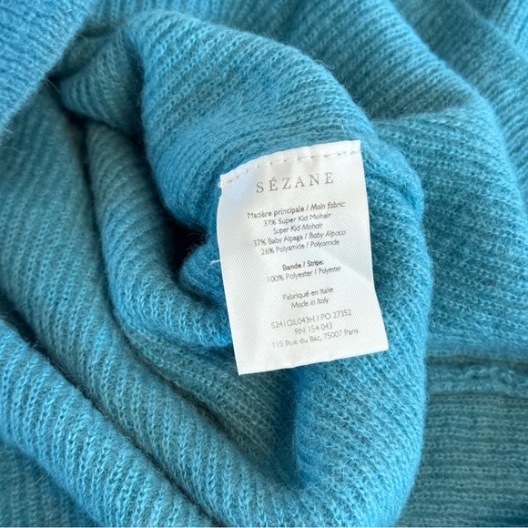 Sezane Barry Cardigan Aqua Sage Mohair Alpaca Knit Jumper Reversible Size Small - Picture 6 of 12